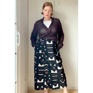 VTG 90s Cotton Wrap Skirt Women’s Size Large Abstract Print Boho Artwear India